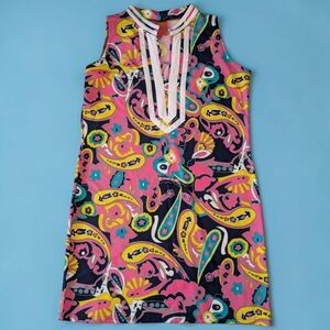 Tracy Negoshian Sleeveless Dress Women's MEDIUM Paisley Geometric Retro Shift